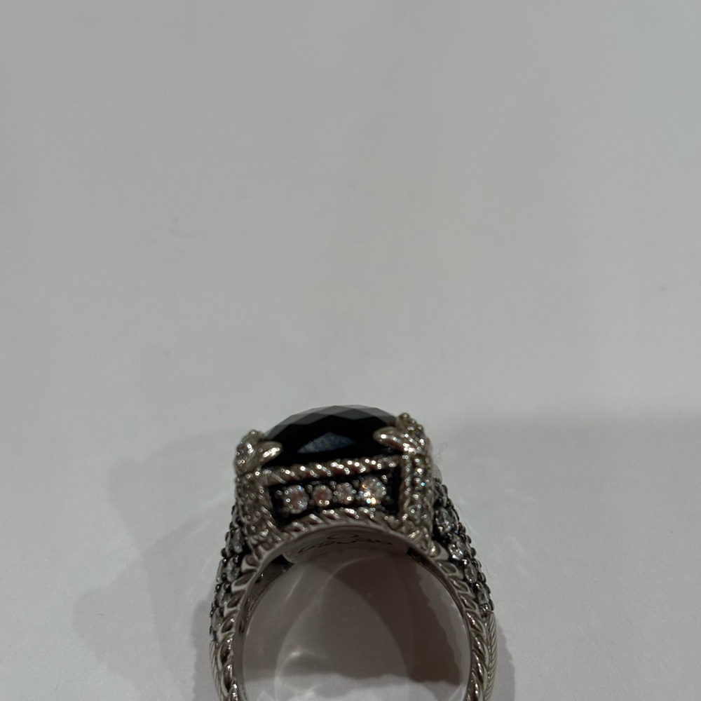 Judith Ripka Elegant Black Onyx and CZ Sterling Ring - Picture 4 of 5
